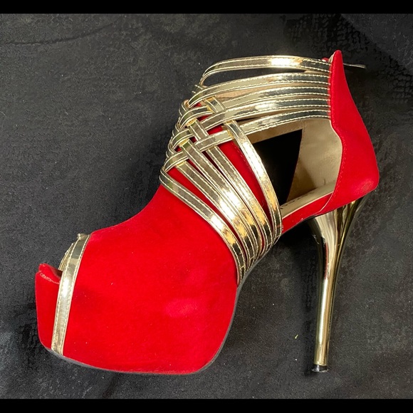 Red & Gold Fereshte Heels - Picture 5 of 6